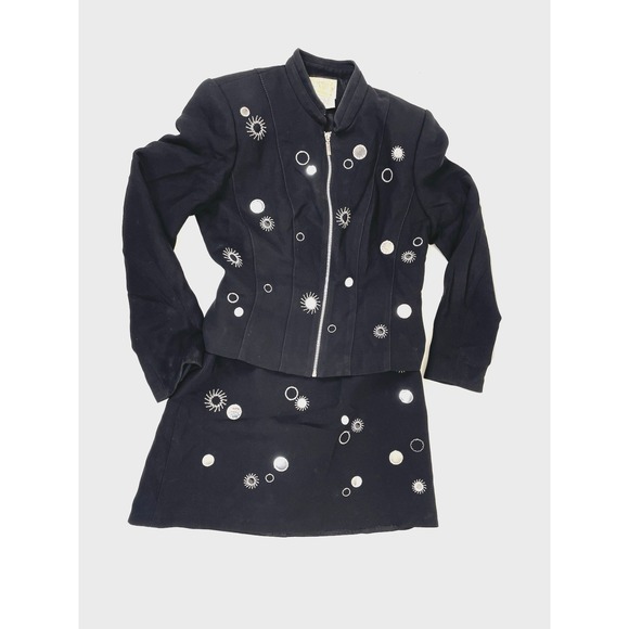 Alberto Makali Dresses & Skirts - Alberto Makali Cache 2PC Outfit Set Jacket Skirt Womens Size 8 Black Embellished